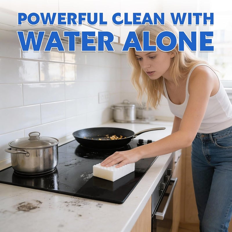 ISDGER Glass Cooktop Cleaner Sponge, 10 Pack GRS Certified Stove Top Cleaner 2X Density Magic Melamine Sponge Eraser, Extra Durable & Long Lasting, for Kitchen Glass Marble Ceramics Top Daily Cleaning - Image 2